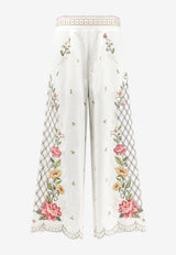 Farm Rio Linen-Blend Embroidered Pants Off-white 355803L0025_OFFWHITE_70331707
