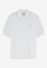 Brunello Cucinelli Embroidered Polo T-shirt White MW8641330FCCS47_BIANCOACCIAIO_70211159
