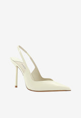 Le Silla Chanel Vivienne 100 Patent Leather Slingback Pumps Ivory 4206D090BXPPGSM29A_MOJITO_70331513