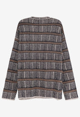 Giorgio Armani Oversized Stripe Ribbed Sweater Gray GM004438AF30091FB074_BLACK_70231702