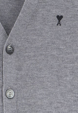 AMI PARIS Ami De Coeur Wool Cardigan Gray HKC361001A336_GRISCENDRECHINE/NOIR_70231794