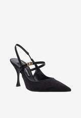 Dolce & Gabbana Cardinale 90 Nappa and Suede Slingback Pumps Black CG0974AQ1348B956_Black_70013853