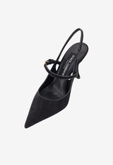 Dolce & Gabbana Cardinale 90 Nappa and Suede Slingback Pumps Black CG0974AQ1348B956_Black_70013853