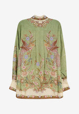 Zimmermann Indra Floral Print Shirt Multicolor 8686TSS262KHSF_Khaki Floral_70224503