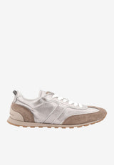 Brunello Cucinelli Suede and Laminated Leather Low-Top Sneakers Gray MZFAG3325C8755_TITANIUM_70014734