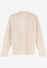 Brunello Cucinelli Mohair Blend Knitted Cardigan Ivory MRG562506CEZ53_Avorio_70014765