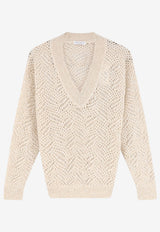 Brunello Cucinelli V-neck Cashmere Sweater Ivory MRG562502CEZ53_IVORY_70014808