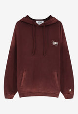 Golden Goose DB Logo Print Oversized Faded Hoodie Burgundy GUP02712P00241440233_WINDSOR WINE_66335984