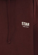 Golden Goose DB Logo Print Oversized Faded Hoodie Burgundy GUP02712P00241440233_WINDSOR WINE_66335984