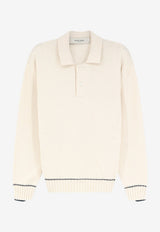 Golden Goose DB Ribbed Knit Distressed Polo Sweater Beige GMP02822P00267411560_HERITAGE WHITE_66336013