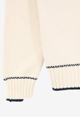 Golden Goose DB Ribbed Knit Distressed Polo Sweater Beige GMP02822P00267411560_HERITAGE WHITE_66336013