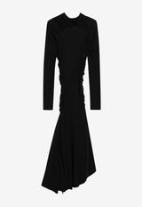 Victoria Beckham Asymmetric Ruched Midi Dress Black 1326WDR007472ACO/T_VIBEC-BLK