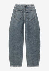 Alaïa Round-Leg Washed Jeans Blue AA9P1280D017CDE/T_ALAIA-A29