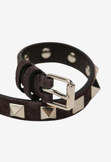 Valentino Rockstud Suede Leather Bracelet Brown 9W2J0X53KQQ/T_VALE-0TO