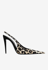 Saint Laurent Guermantes 110 Leopard Print Slingback Pumps Beige A001ETAAGXI/T_YSL-2038