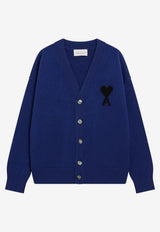 AMI PARIS Ami De Coeur Wool Cardigan Blue UKC367U018/T_AMI-A271