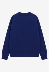 AMI PARIS Ami De Coeur Wool Cardigan Blue UKC367U018/T_AMI-A271