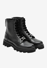 Roger Vivier Viv' Rangers Leather Truck Boots Black RVW78446140N6M/T_ROGVI-B999