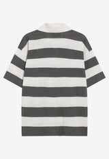 AMI PARIS Ami De Coeur Stripe Polo T-shirt Gray HPL432KN0153/S_AMI-A152