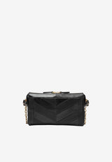 Valentino Small Panthea Chevron Leather Shoulder Bag Black 9W2B0S99UYF/T_VALE-0NO