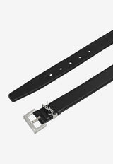 Saint Laurent Cassandre Smooth Leather Belt Black 634437BOO0E/T_YSL-1000