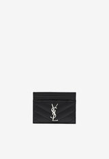 Saint Laurent Cassandre Grained Leather Cardholder Black 423291BOW02/T_YSL-1000
