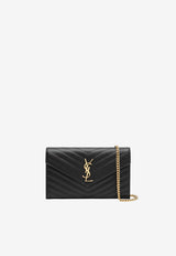 Saint Laurent Classic Cassandre Quilted Leather Chain Clutch Black 377828BOW01/T_YSL-1000