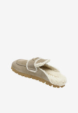 Prada Suede and Shearling Flat Mules Beige 1R129OZF20JFT/T_PRADA-F0F24