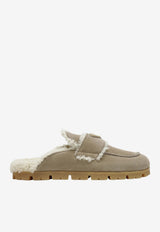 Prada Suede and Shearling Flat Mules Beige 1R129OZF20JFT/T_PRADA-F0F24