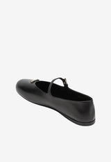 Prada Triangle Logo Nappa Leather Ballet Flats Black 1F793NA005038/T_PRADA-F0002