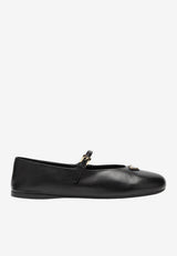 Prada Triangle Logo Nappa Leather Ballet Flats Black 1F793NA005038/T_PRADA-F0002