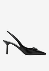 Prada 75 Brushed Leather Slingback Pumps Black 1I901MDD75055/T_PRADA-F0002