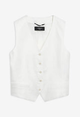 Weekend Max Mara Pace Sleeveless Linen Waistcoat White WKDPACELI/S_MAXMW-001