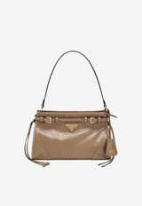 Prada Small Bonnie Calf Leather Shoulder Bag Camel 1BC297OOM2CYR/T_PRADA-F0LT6