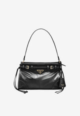 Prada Small Bonnie Calf Leather Shoulder Bag Black 1BC297OOM2CYR/T_PRADA-F0002