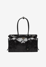 Prada Large Bonnie Calf Leather Shoulder Bag Black 1BA433MOM2CYR/T_PRADA-F0002