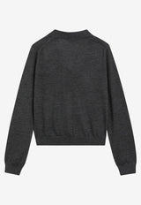 Miu Miu Wool Knit Cardigan with Scarf Gray MMF03XOOO6068/T_MIU-F0308
