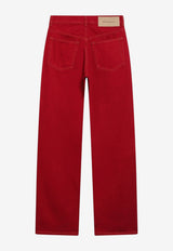AMI PARIS Logo Patch Straight-Leg Denim Pants Red FTR450DE0132/T_AMI-A186