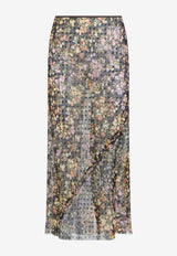 Sati Floral Mesh Midi Skirt