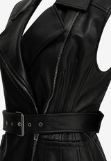 Sportmax Favella Sleeveless Belted Leather Jacket Black 2622446031600SPXFAVELLA002_ca48bc8a-d4bc-424d-8dbb-cf3872a2856b