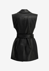 Sportmax Favella Sleeveless Belted Leather Jacket Black 2622446031600SPXFAVELLA002_ca48bc8a-d4bc-424d-8dbb-cf3872a2856b