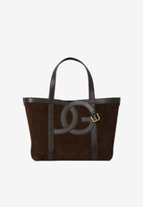 Dolce & Gabbana DG Logo Suede Leather Tote Bag Brown BB7951-A0775-8M157