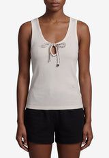Burberry Tierra Lace-Up Tank Top White 8127208--B7078