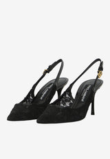 Dolce & Gabbana Cardinal 75 Taormina Lace Slingback Pumps Black CG1049-A0610-8B956