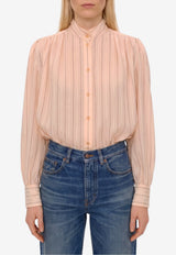 Chloé Stripe Silk Poplin Blouse Pink CH26AHT18306--9N5