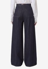 Max Mara Wide-Leg Denim-Effect Quatto Pants Blue 2621136032600-10564-001