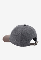 Brunello Cucinelli Monili Strap Wool and Leather Baseball Cap Gray MCAP90223C004_GRIGIO SCURO_70014888