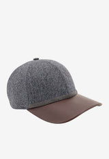 Brunello Cucinelli Monili Strap Wool and Leather Baseball Cap Gray MCAP90223C004_GRIGIO SCURO_70014888