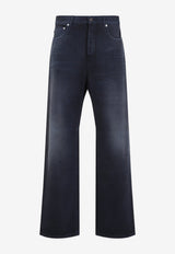 Curved-Knee Faded Jeans