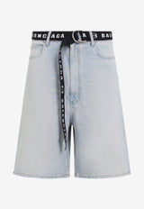 Belted Denim Shorts